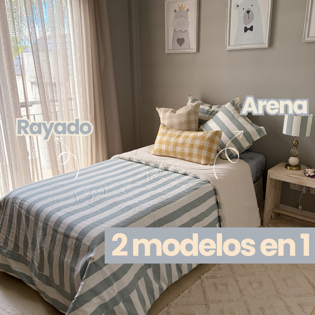 Acolchado Nala reversible lado liso color natural en tusor